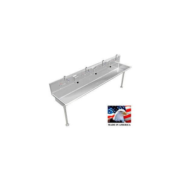 Best Sheet Metal. BSM Inc. Stainless Steel Sink, 4 User w/Manual Faucets, Straight Legs 80" L X 20" W X 8" D 043M80208L - main